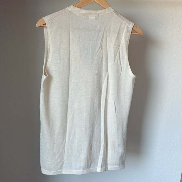 Barneys New York Cashmere Silk Merino Knit Vest Cream Textured Made in Italy - Picture 9 of 13